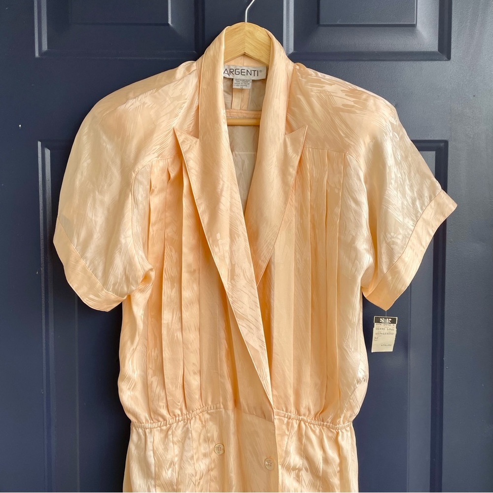 VINTAGE Argenti 100% Silk Peach Dress Womens 12